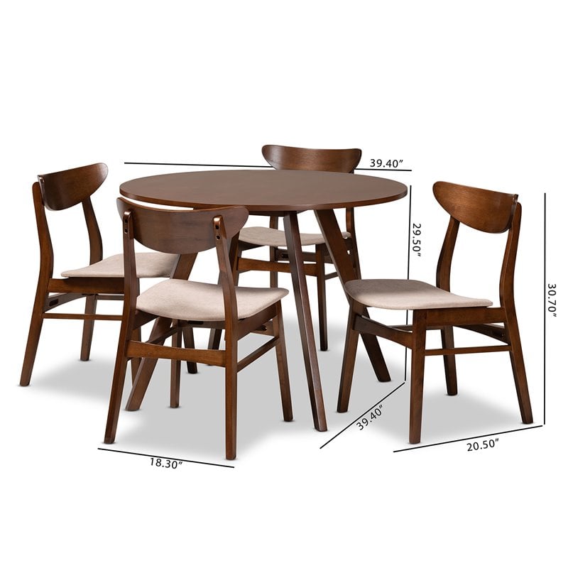 Bowery Hill Beige Upholstered Wood 5-Piece Dining Set