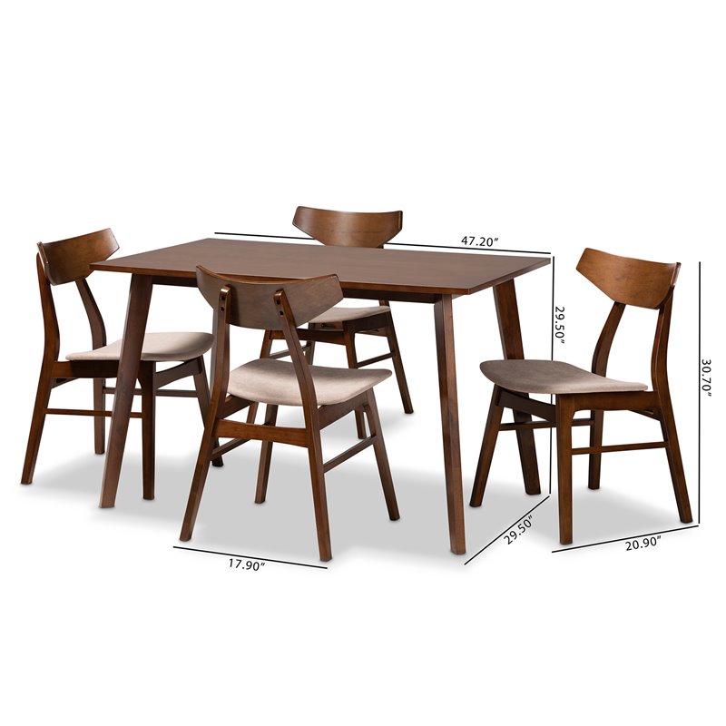 Bowery Hill Beige Upholstered Wood 5-Piece Dining Set