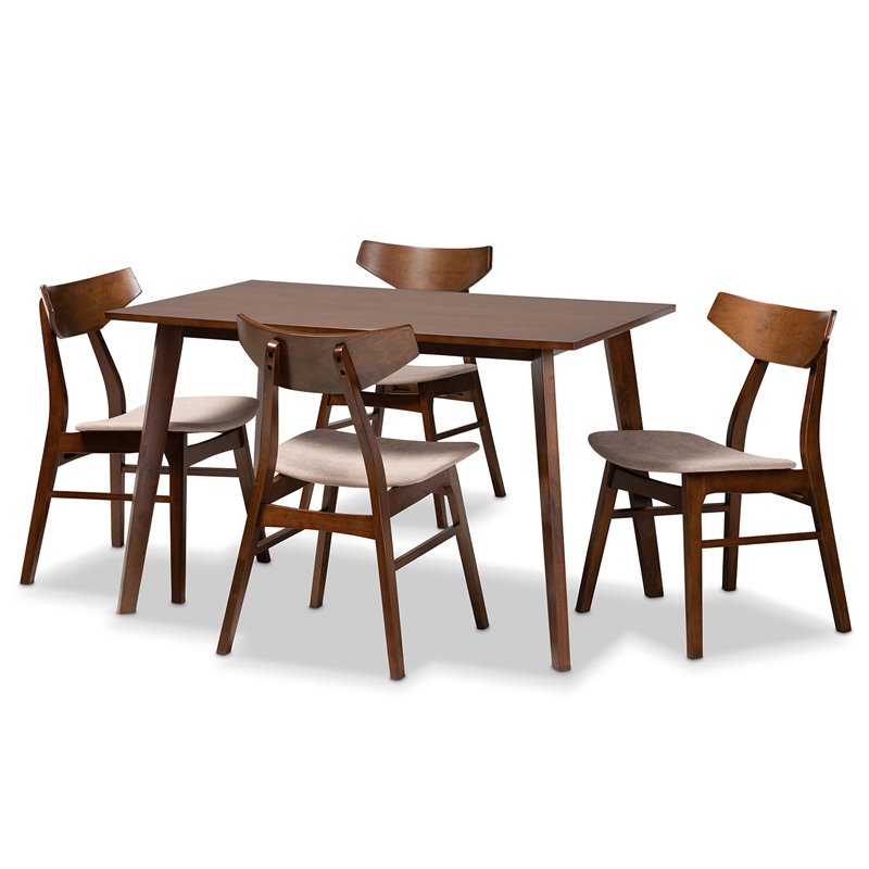 Bowery Hill Beige Upholstered Wood 5-Piece Dining Set