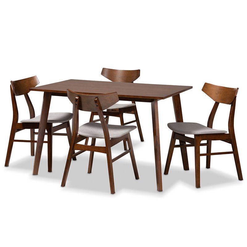 Bowery Hill Gray Upholstered Wood 5-Piece Dining Set