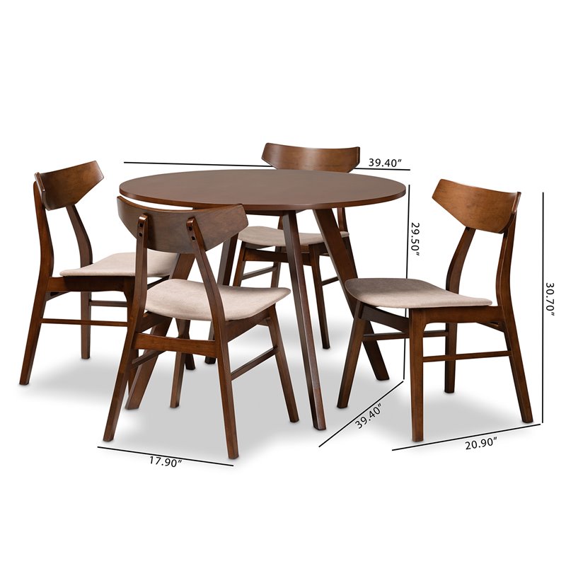 Bowery Hill Beige Upholstered Wood 5-Piece Dining Set