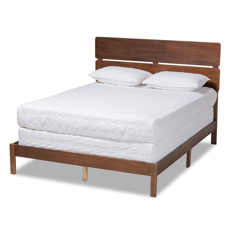 Bowery Hill Walnut Finished Wood Queen Size Panel Bed