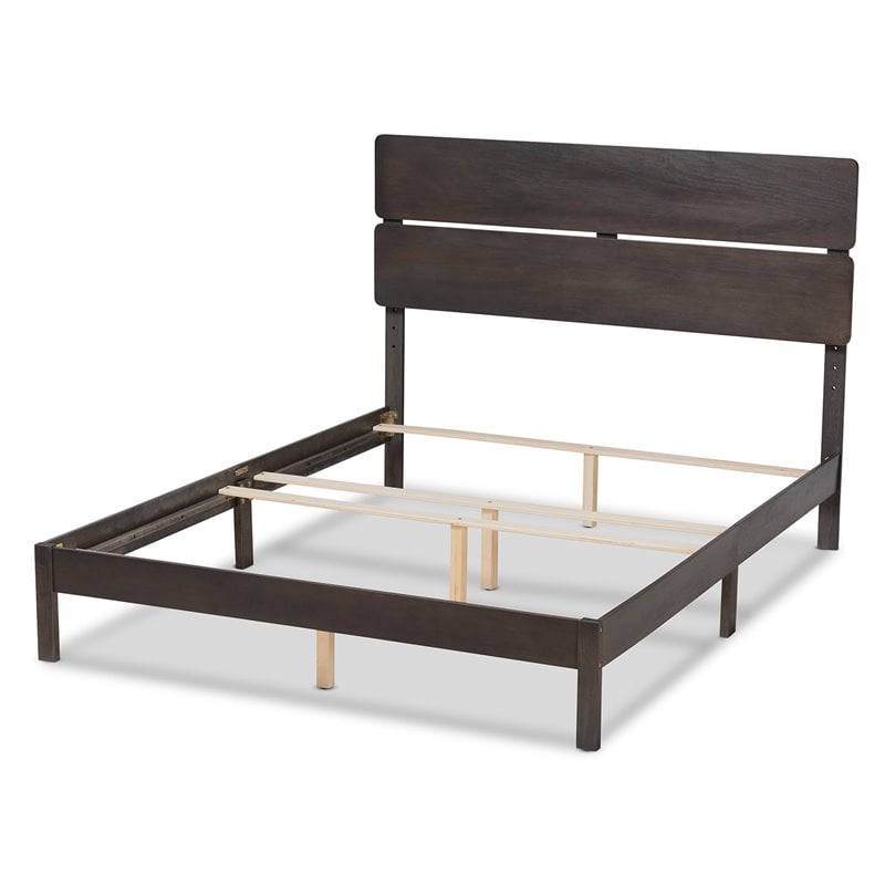 Bowery Hill Gray and Oak Finished Wood Queen Size Panel Bed