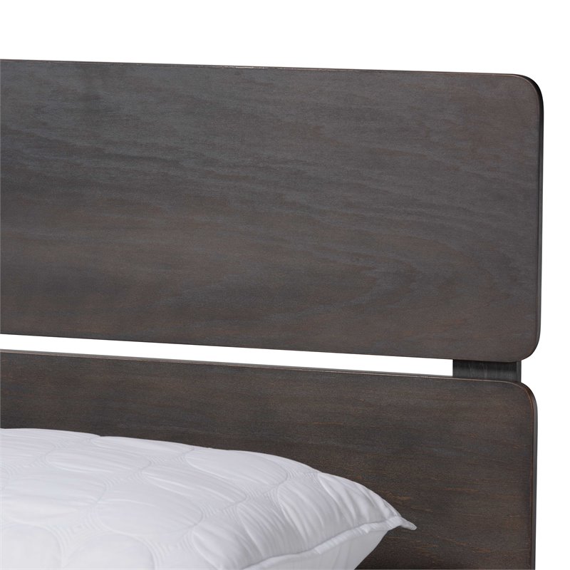 Bowery Hill Gray and Oak Finished Wood Queen Size Panel Bed