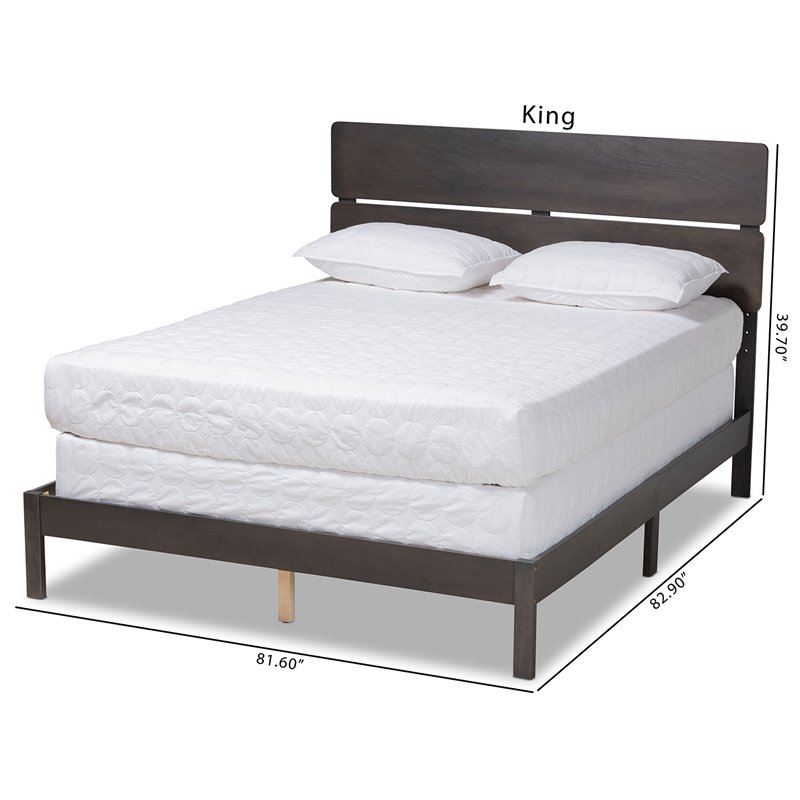 Bowery Hill Gray and Oak Finished Wood Queen Size Panel Bed