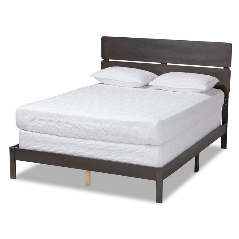 Bowery Hill Gray and Oak Finished Wood Queen Size Panel Bed