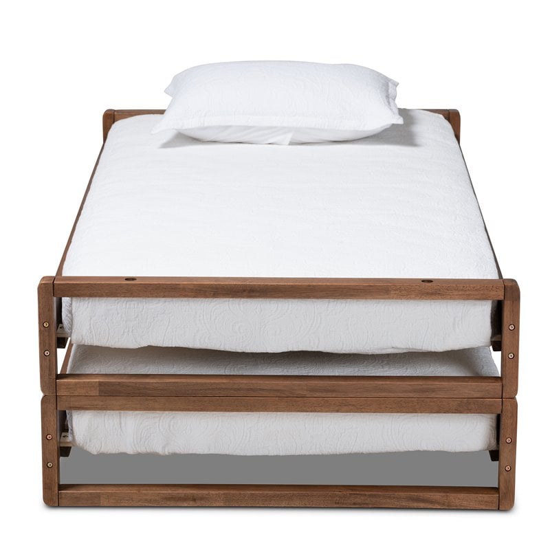 Bowery Hill Walnut Finished Wood Expandable Twin to King Size Bed Frame