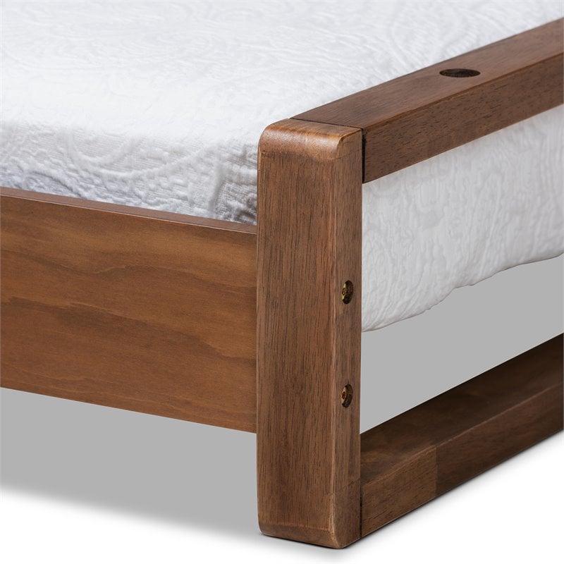 Bowery Hill Walnut Finished Wood Expandable Twin to King Size Bed Frame