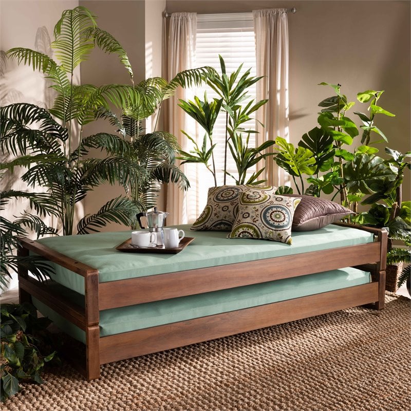 Bowery Hill Walnut Finished Wood Expandable Twin to King Size Bed Frame