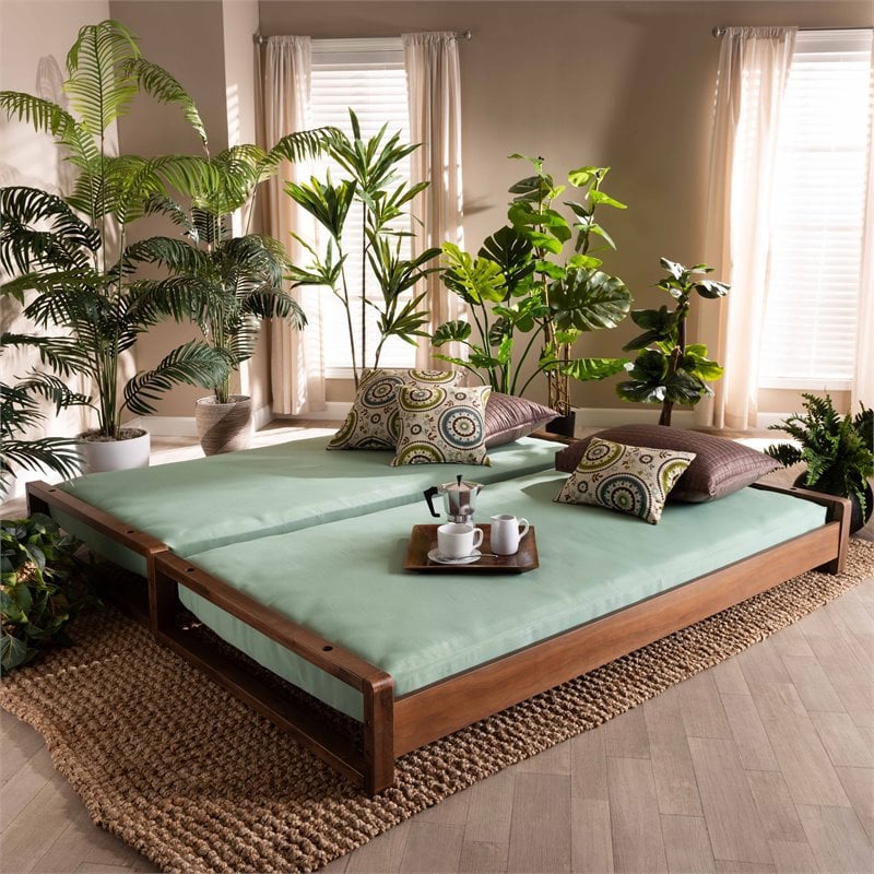 Bowery Hill Walnut Finished Wood Expandable Twin to King Size Bed Frame