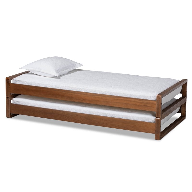 Bowery Hill Walnut Finished Wood Expandable Twin to King Size Bed Frame
