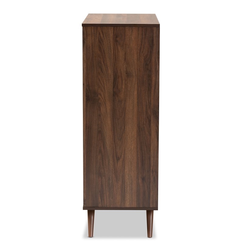 Bowery Hill Modern 5-Drawer Engineered Wood Bedroom Chest in Gray/Walnut Brown