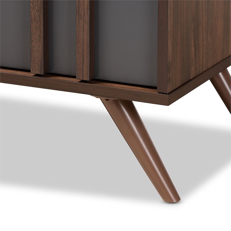 Bowery Hill Modern 5-Drawer Engineered Wood Bedroom Chest in Gray/Walnut Brown