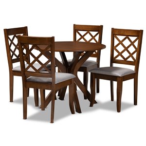Bowery Hill Gray Fabric Upholstered Wood 5-Piece Dining Set
