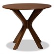 Bowery Hill Rubberwood Walnut Brown Dining Table Round Assembly Required 35.4
