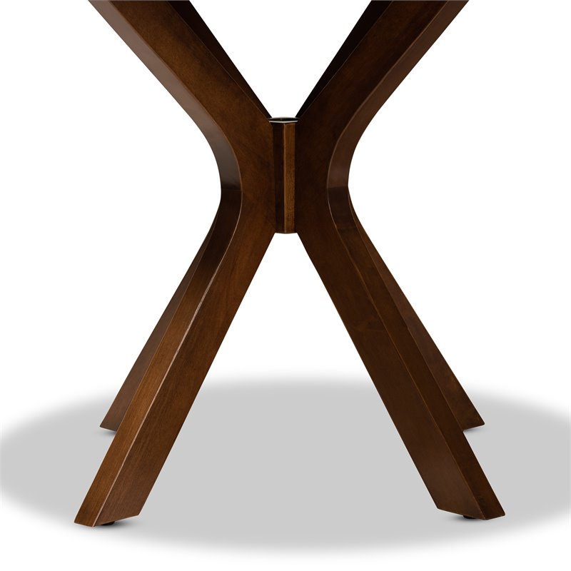 Bowery Hill Rubberwood Walnut Brown Dining Table Round Assembly Required 35.4