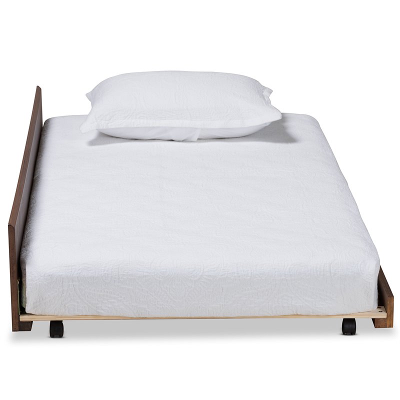 Bowery Hill Walnut Brown Finished Wood Twin Size Trundle Bed