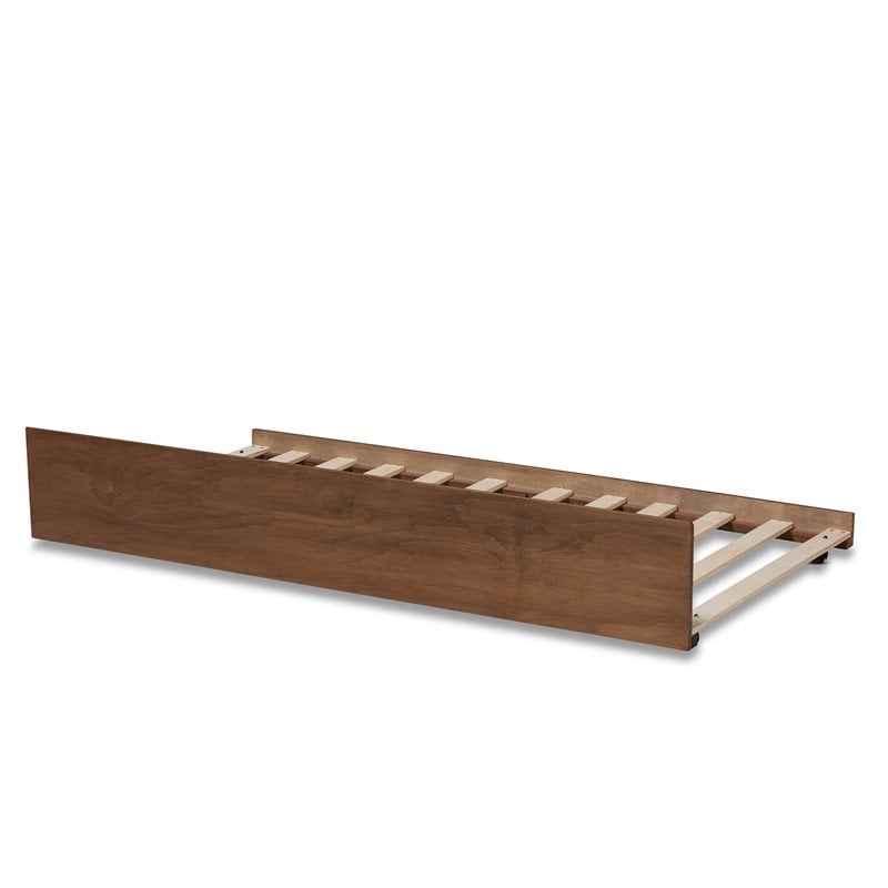 Bowery Hill Walnut Brown Finished Wood Twin Size Trundle Bed