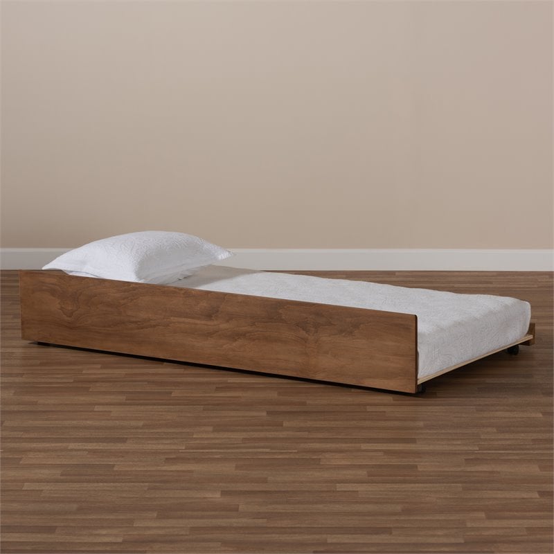 Bowery Hill Walnut Brown Finished Wood Twin Size Trundle Bed