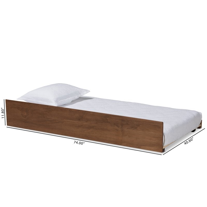 Bowery Hill Walnut Brown Finished Wood Twin Size Trundle Bed