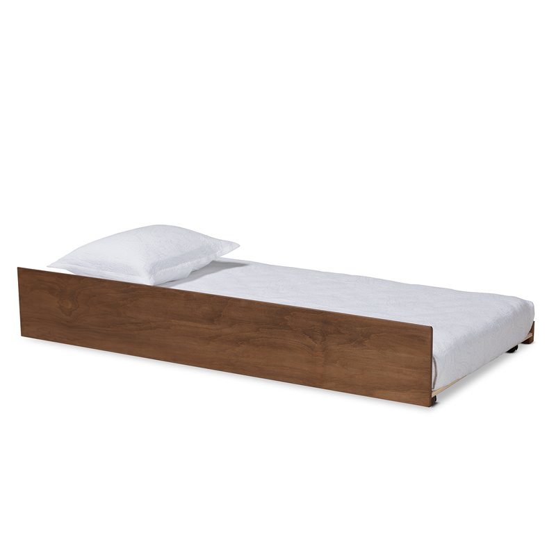 Bowery Hill Walnut Brown Finished Wood Twin Size Trundle Bed