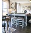 Bowery Hill Traditional Wood Sofa Table with Two Stools in White