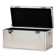 Bowery Hill Mid-Century Metal and Wood Storage Trunk in Silver