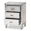 Bowery Hill Contemporary Silver Metal 3-Drawer Nightstand