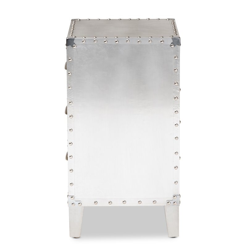 Bowery Hill Contemporary Silver Metal 3-Drawer Nightstand