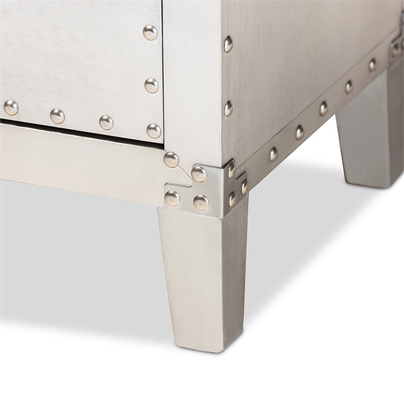 Bowery Hill Contemporary Silver Metal 3-Drawer Nightstand