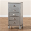 Bowery Hill Mid-Century 5-Drawer Wood/Metal Accent Chest in Silver