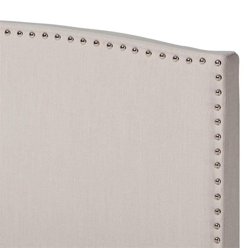 Bowery Hill Transitional King Size Beige Upholstered Panel Bed