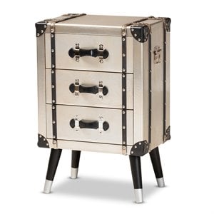 Bowery Hill Metal Antique Silver Nightstand Rectangular 29.92&quot Unassembled
