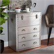 Bowery Hill Metal and Wood Silver Accent Storage Chest Rectangular Lift-Top 29.92