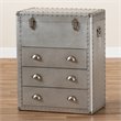 Bowery Hill Metal and Wood Silver Accent Storage Chest Rectangular Lift-Top 29.92
