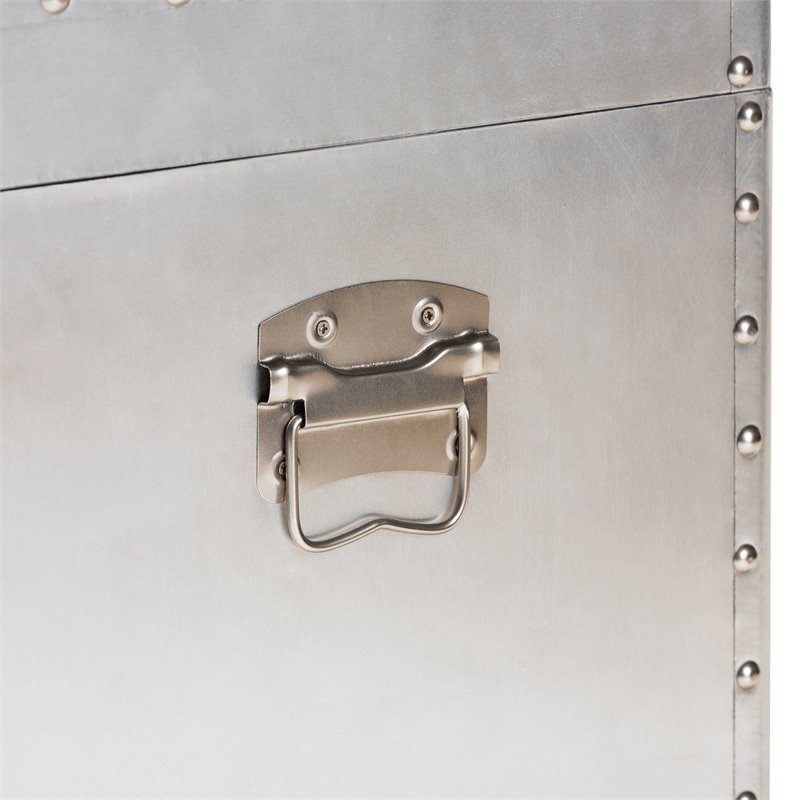 Bowery Hill 2-Drawer Mid-Century Metal Accent Storage Chest in Silver