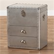 Bowery Hill 2-Drawer Mid-Century Metal Accent Storage Chest in Silver