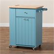 Bowery Hill Sky Blue Finished Wood Kitchen Storage Cart