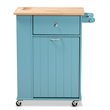 Bowery Hill Sky Blue Finished Wood Kitchen Storage Cart