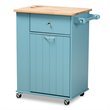 Bowery Hill Sky Blue Finished Wood Kitchen Storage Cart