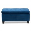 Bowery Hill Navy Blue Velvet Upholstered Storage Ottoman