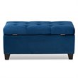 Bowery Hill Navy Blue Velvet Upholstered Storage Ottoman