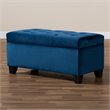 Bowery Hill Navy Blue Velvet Upholstered Storage Ottoman