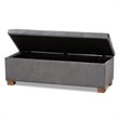 Bowery Hill Grey Velvet Upholstered Storage Ottoman Bench