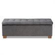 Bowery Hill Grey Velvet Upholstered Storage Ottoman Bench