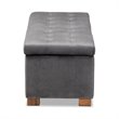 Bowery Hill Grey Velvet Upholstered Storage Ottoman Bench