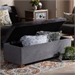 Bowery Hill Grey Velvet Upholstered Storage Ottoman Bench