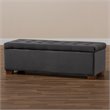 Bowery Hill Grey Velvet Upholstered Storage Ottoman Bench