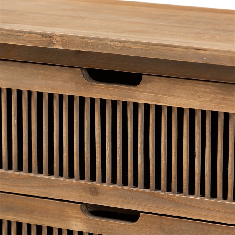 Bowery Hill MDF Wood Medium Oak Chest Rectangular Spindle Design 31.1