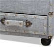 Bowery Hill Grey Upholstered 2-Drawer Storage Trunk Ottoman